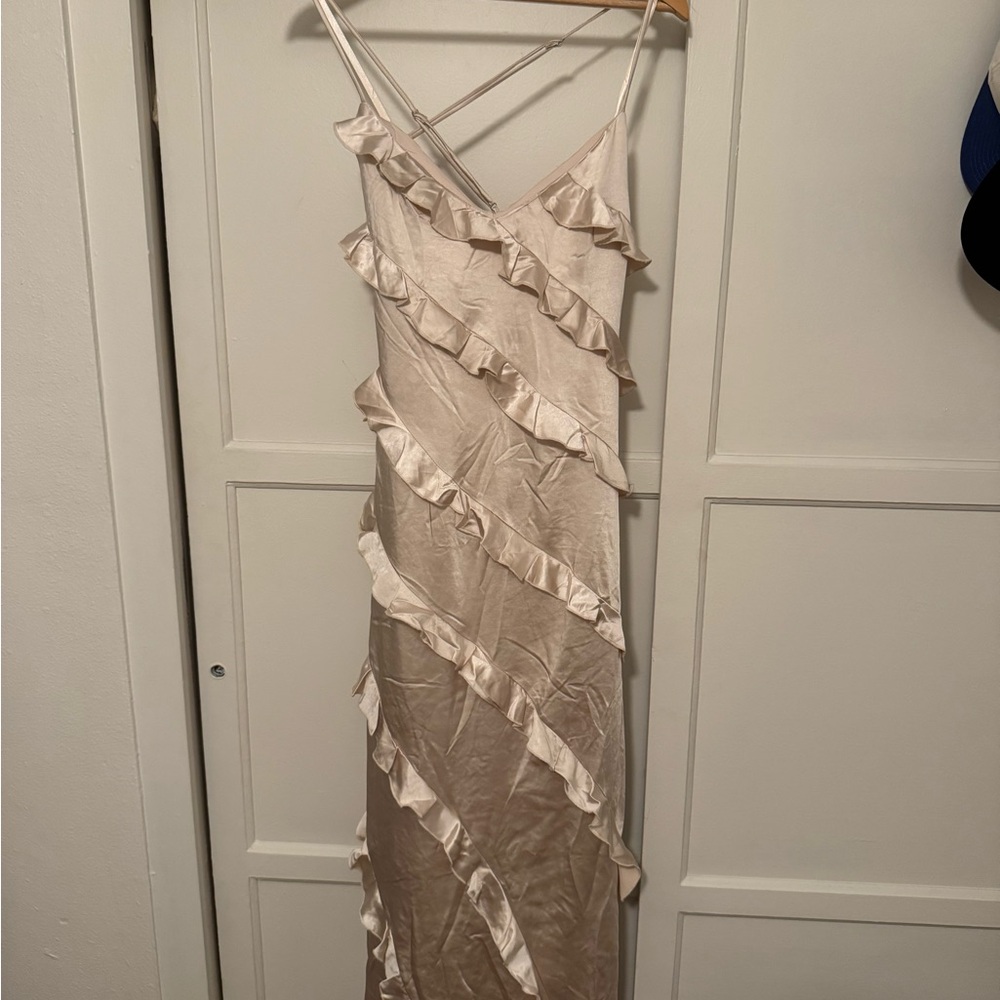 Elegant Cream Ruffle Dress